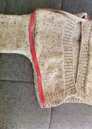 Bohem Midi Bej Kadın Örgü Krop Hırka - Görsel 4