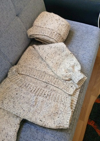 Bohem Midi Bej Kadın Örgü Krop Hırka - Görsel 2