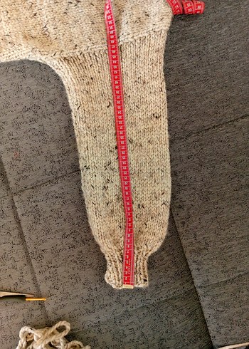 Bohem Midi Bej Kadın Örgü Krop Hırka - Görsel 6