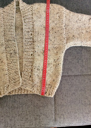 Bohem Midi Bej Kadın Örgü Krop Hırka - Görsel 5