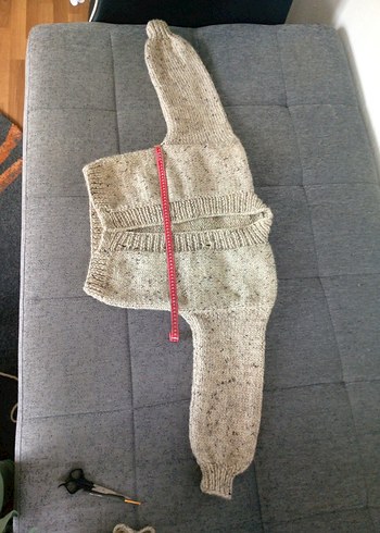 Bohem Midi Bej Kadın Örgü Krop Hırka - Görsel 8