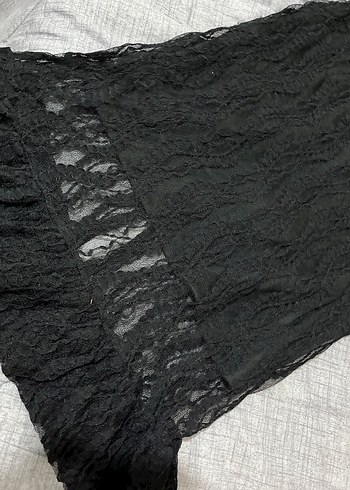 Dantel Detaylı Siyah Uzun elbise - Görsel 3