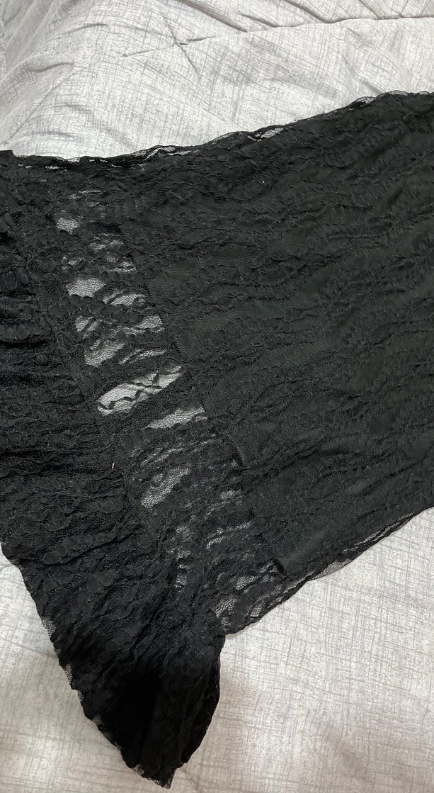 Dantel Detaylı Siyah Uzun elbise - Görsel 3