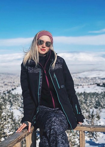 Fermuarlı Siyah Kadın Kayak Ve Snowboard Takımı - Görsel 2