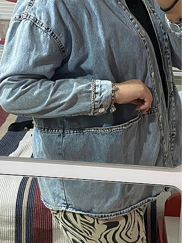 Diğer Taşlı Oversize Kot Ceket