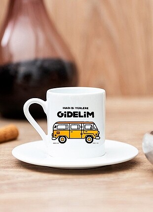 Hadi bi yerlere gidelim görselli seramik kahve fincanı 