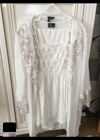 Nakışlı Beyaz Hamile ve Lohusa Gecelik - Görsel 3