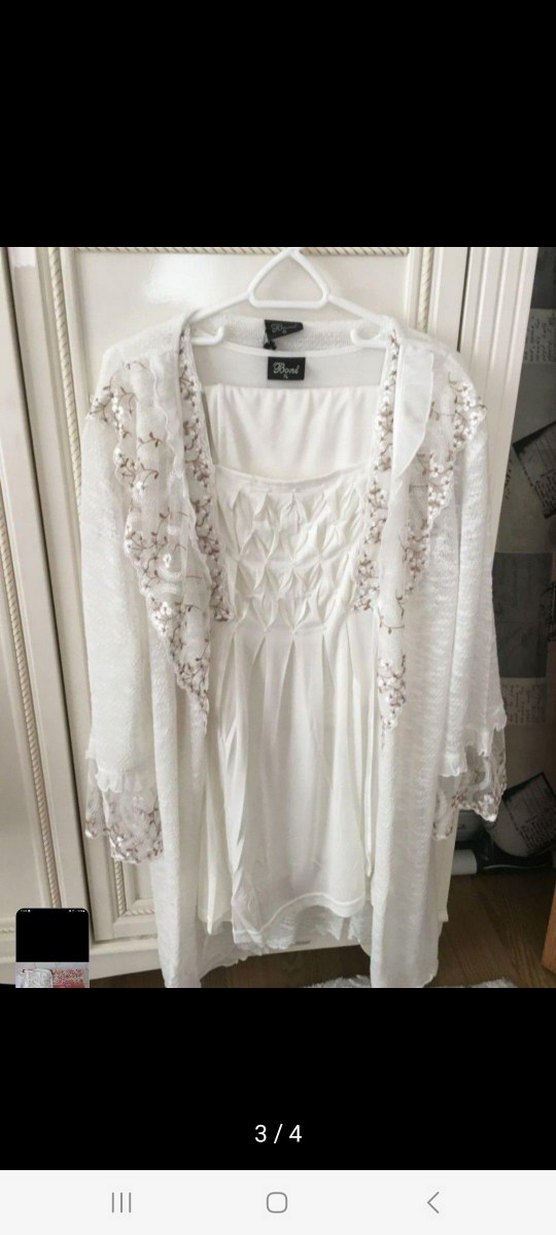 Nakışlı Beyaz Hamile ve Lohusa Gecelik - Görsel 3