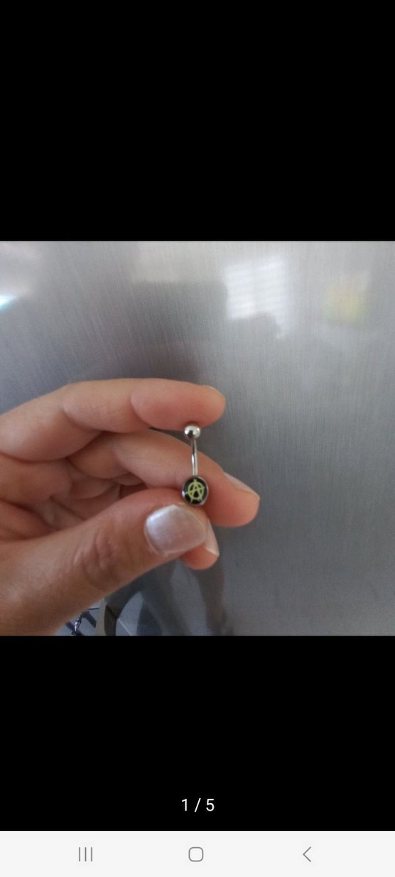 Anarchy simgeli cerrahi celik Göbek Piercingi - Görsel 2