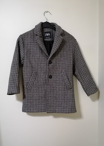 Zara Erkek Çocuk Kahverengi Ekose Yün Palto - Görsel 2