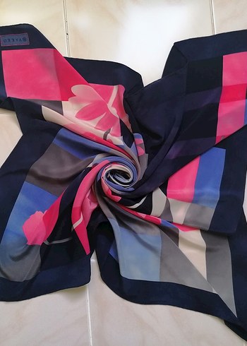 Vintage vakko %100 ipek Kadın Çok Renkli Modern Desenli eşarp - Görsel 6