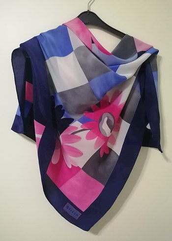 Vintage vakko %100 ipek Kadın Çok Renkli Modern Desenli eşarp - Görsel 2