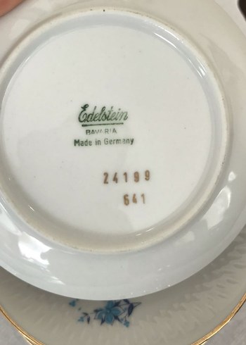 Antika Alman bavaria Mavi Çiçek Desenli Porselen sunumluk - Görsel 5