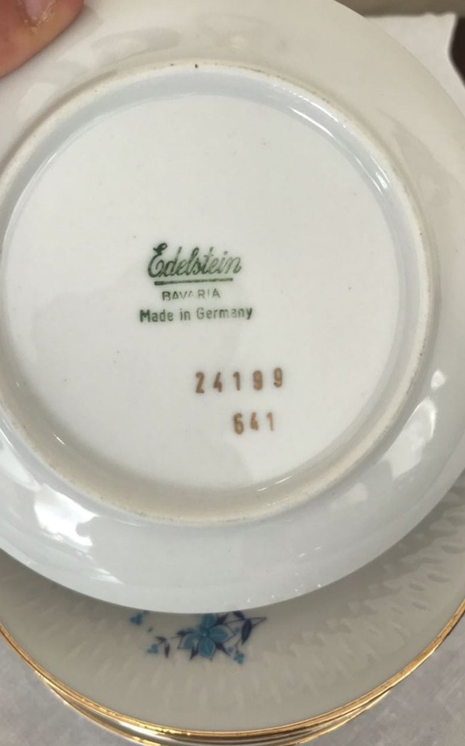 Antika Alman bavaria Mavi Çiçek Desenli Porselen sunumluk - Görsel 5