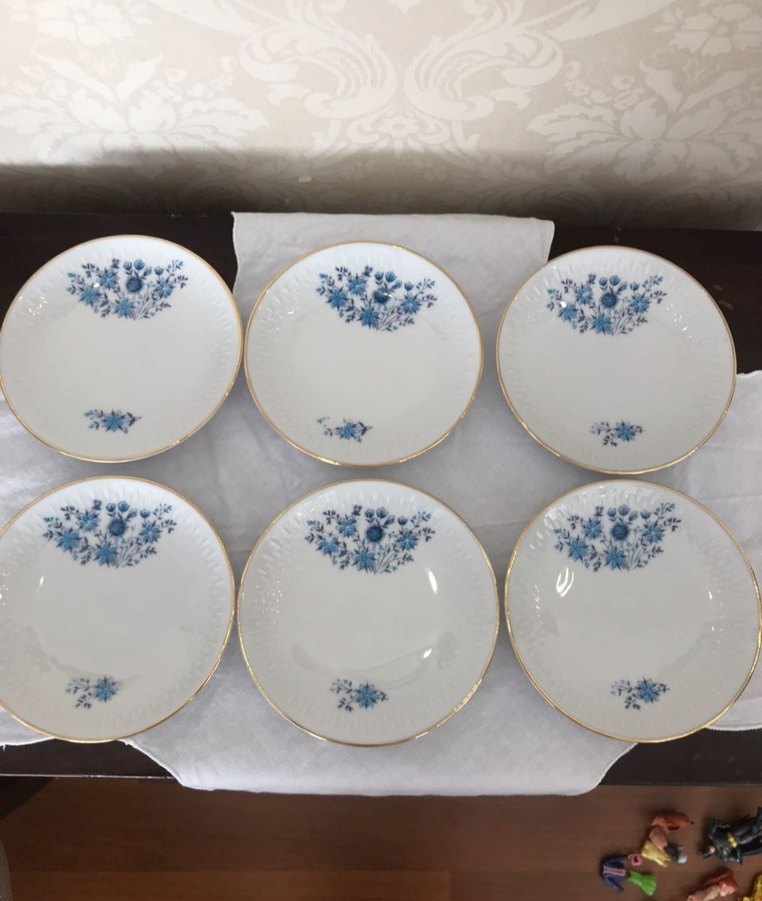 Antika Alman bavaria Mavi Çiçek Desenli Porselen sunumluk - Görsel 3