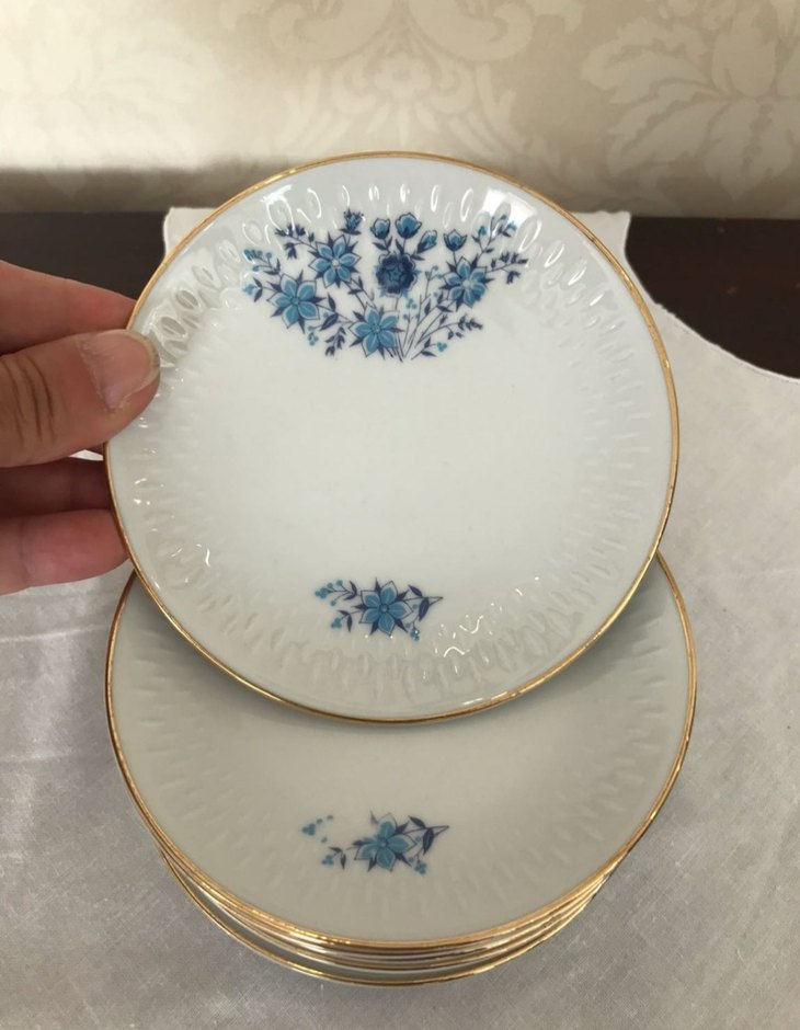 Antika Alman bavaria Mavi Çiçek Desenli Porselen sunumluk - Görsel 2