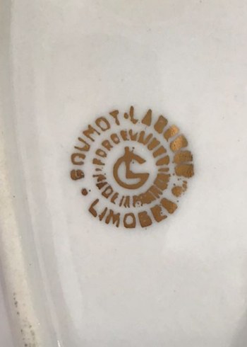 Vintage limoges sunumluk. Çiçek Desenli Altın Yaldızlı Tabak - Görsel 6