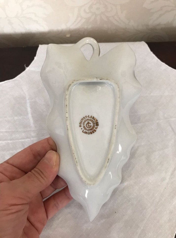 Vintage limoges sunumluk. Çiçek Desenli Altın Yaldızlı Tabak - Görsel 5