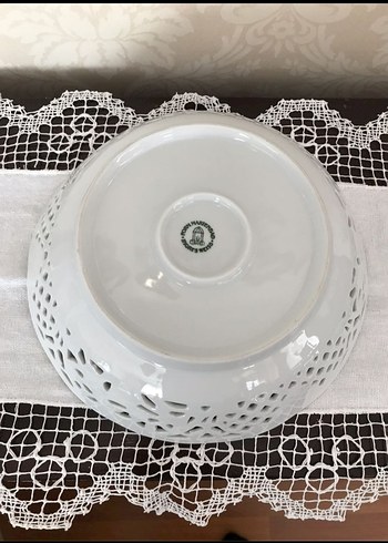 Antika Alman Çiçek Desenli Beyaz Dekoratif Tabak - Görsel 7