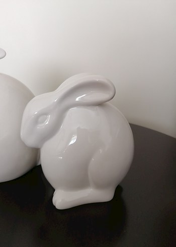 Beyaz Tavşan Figürleri biblo Seti - Görsel 2