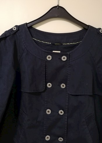 Yargıcı Düğmeli lacivert Midi Kadın Ceket - Görsel 3