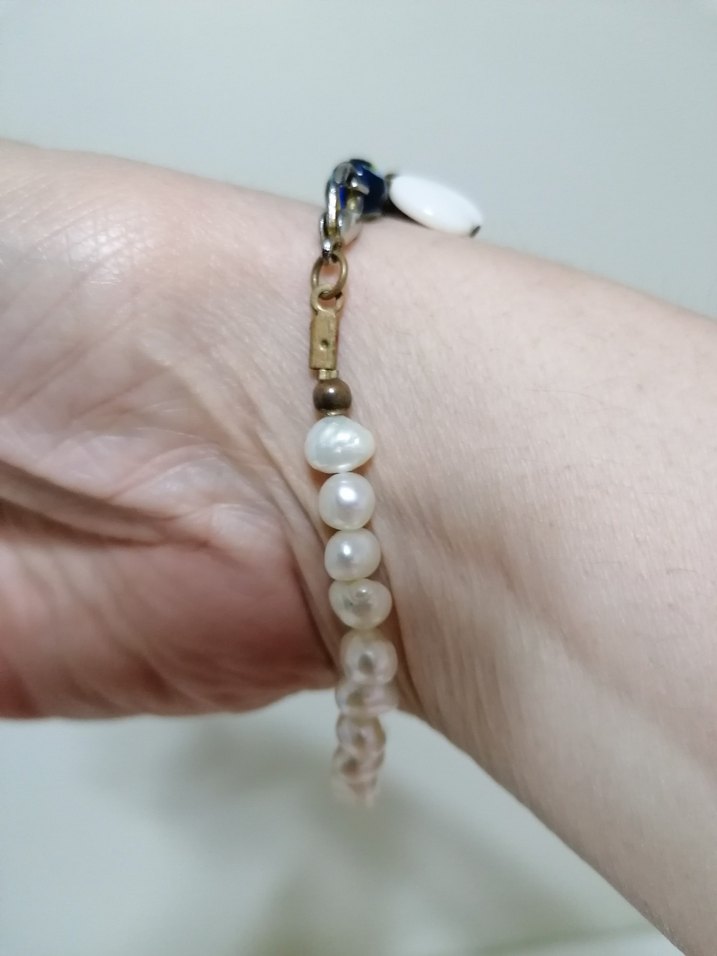 İncilli ve doğal taşlı kadın bileklik - Görsel 5