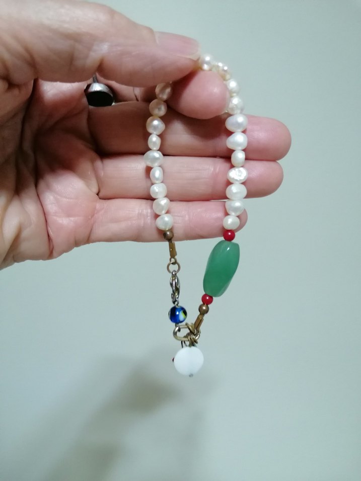 İncilli ve doğal taşlı kadın bileklik - Görsel 3