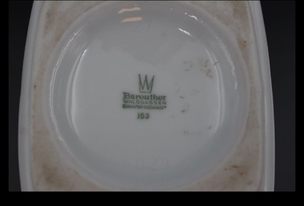 Antika Alman bavaria Pastel Çiçek Desenli Beyaz Vazo - Görsel 4