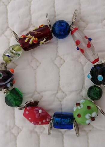 Vintage italyan murano Renkli Boncuklu Bohem Kadın Bileklik - Görsel 4