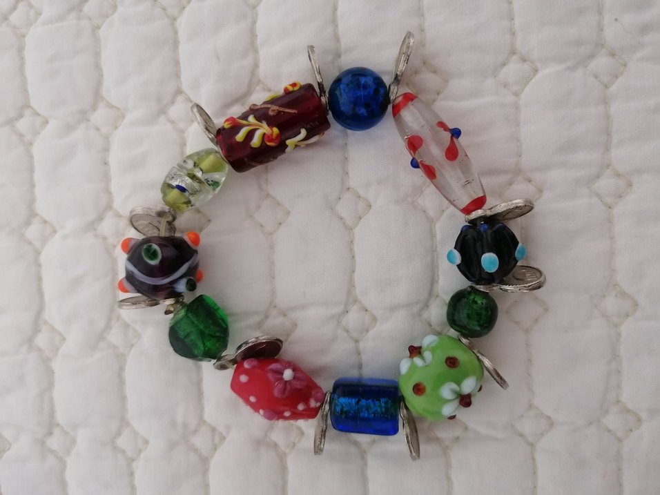 Vintage italyan murano Renkli Boncuklu Bohem Kadın Bileklik - Görsel 4