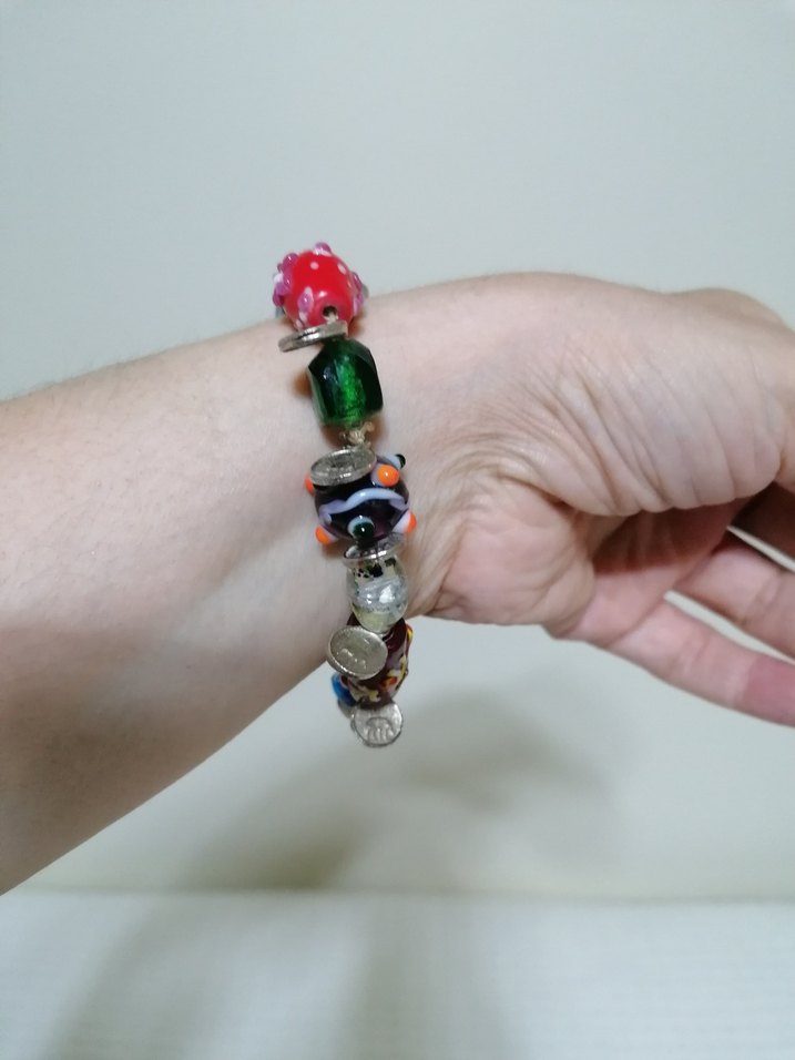 Vintage italyan murano Renkli Boncuklu Bohem Kadın Bileklik - Görsel 2