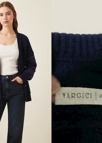 Yargıcı Yargici Lacivert Dokulu Triko Hirka
