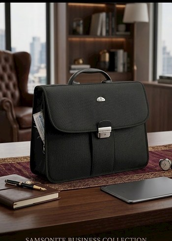 Samsonite Vintage Samsonite Siyah Deri Gorunumlu Sik Canta