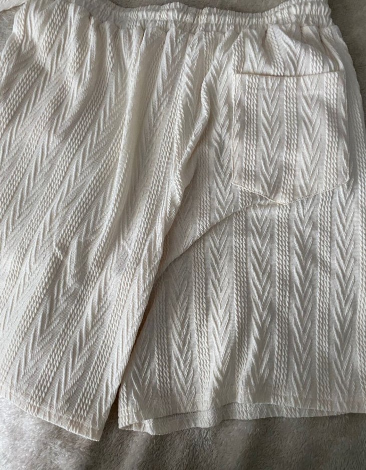 Düğmeli Beyaz Erkek Bohem Takım - Görsel 2