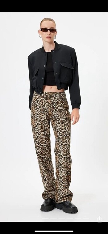 m Beden Koton leopar pantolon