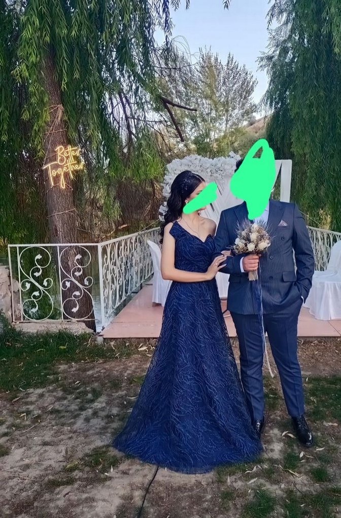 Lacivert nişan elbisesi - Görsel 3