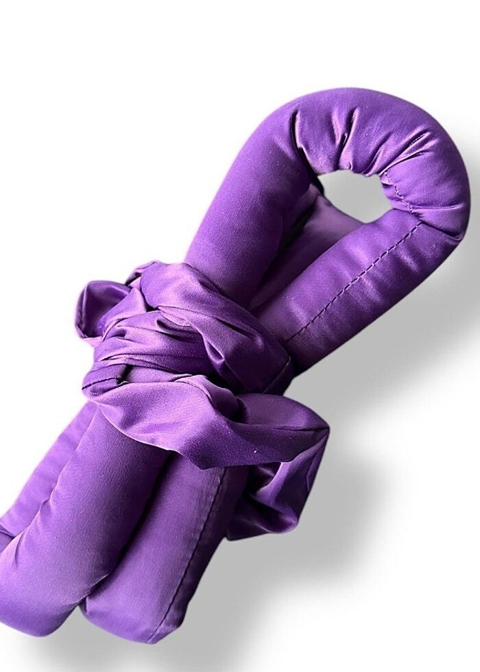 Mor Renk Isısız Saç Şekillendirici Saç Sosisi Saten Toka Seti - Görsel 2