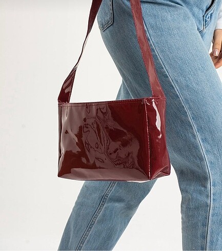 Kadın bordo rugan baget çanta - Görsel 5