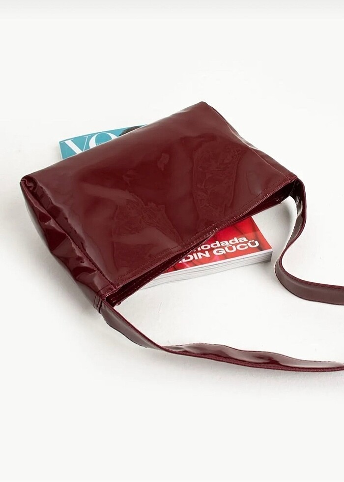 Kadın bordo rugan baget çanta - Görsel 2