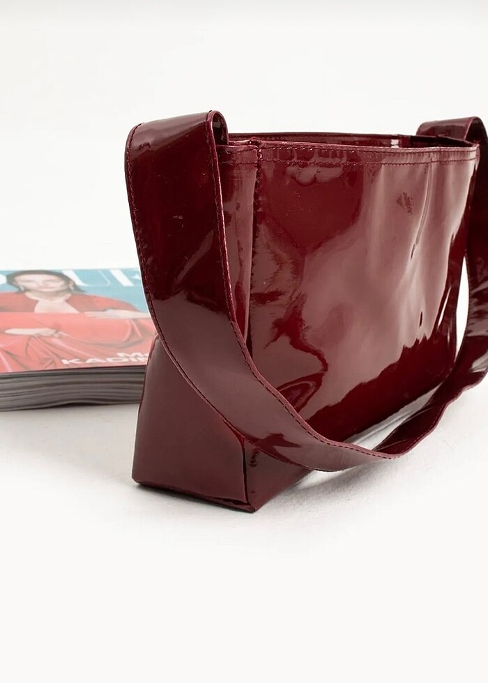 Kadın bordo rugan baget çanta - Görsel 3