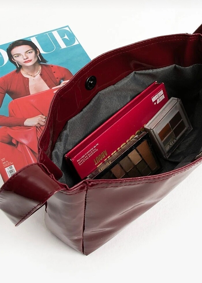 Kadın bordo rugan baget çanta - Görsel 4