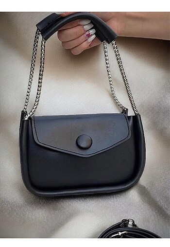Kadın siyah zincirli el ve omuz çantası - Görsel 2