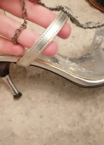 Diğer Gümüş rengi topuklu sandalet 