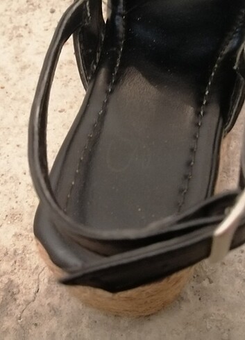 36 Beden siyah Renk Dolgu topuk hasır siyah sandalet 