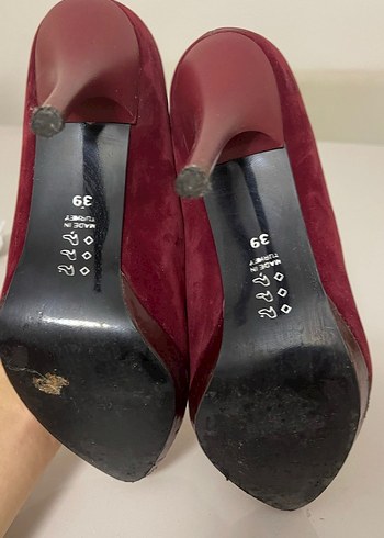 Bordo Süet Stiletto Kadın Ayakkabı - Görsel 5