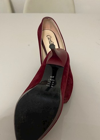 Bordo Süet Stiletto Kadın Ayakkabı - Görsel 4