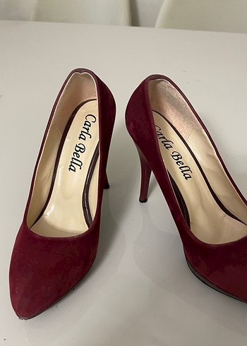 Bordo Süet Stiletto Kadın Ayakkabı - Görsel 3