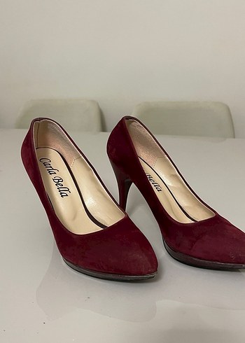 Bordo Süet Stiletto Kadın Ayakkabı - Görsel 2
