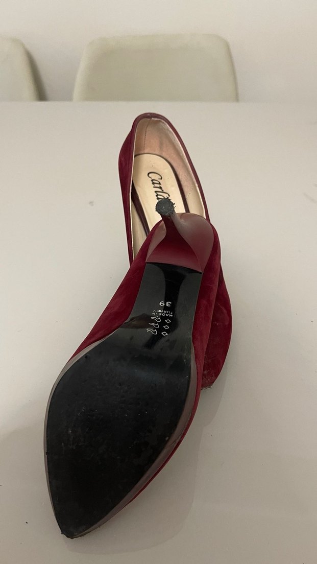 Bordo Süet Stiletto Kadın Ayakkabı - Görsel 4