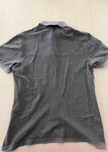 Gri Keten Polo Tişört Üç Düğmeli - Görsel 3